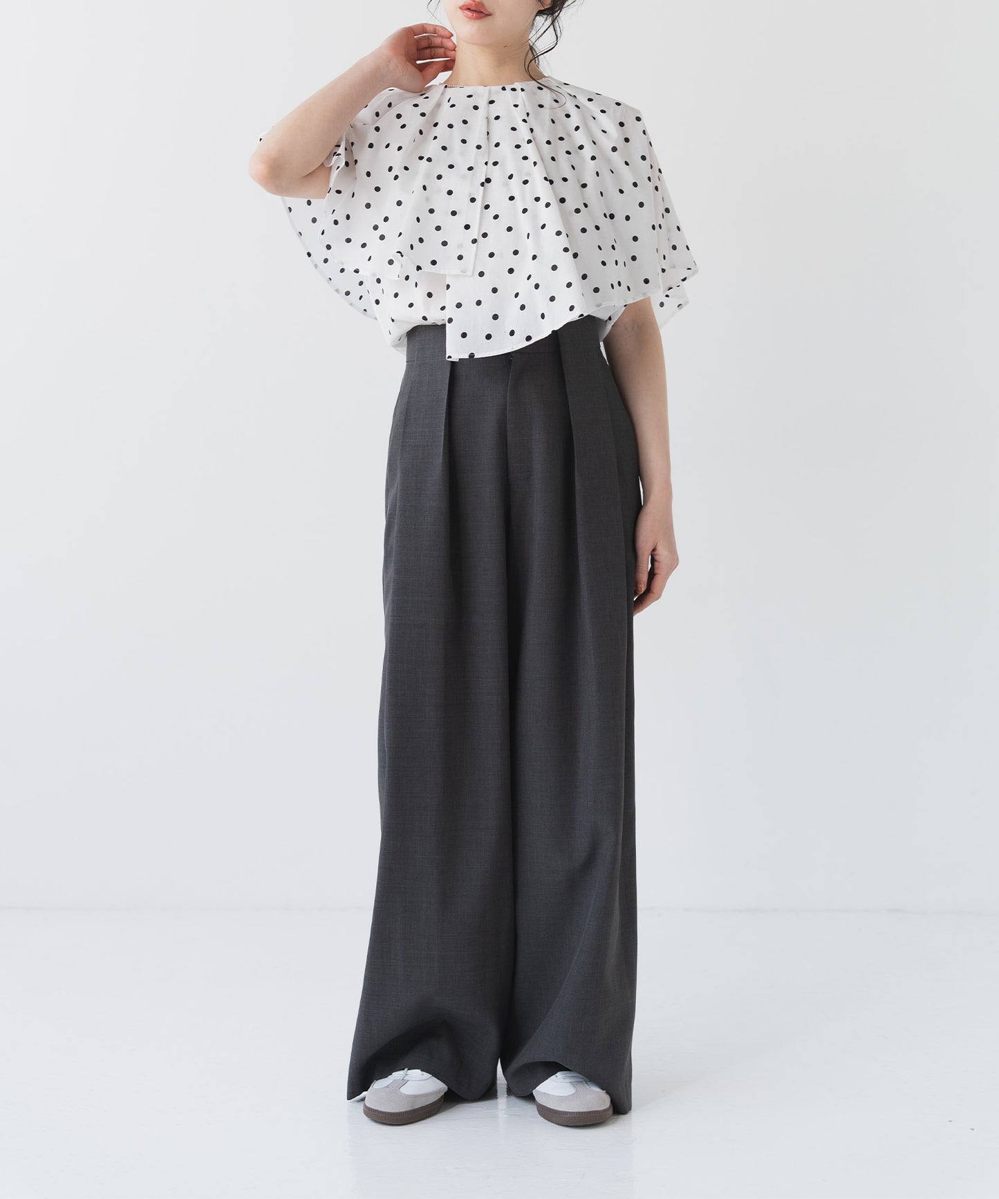 シャンブレーワイドパンツ