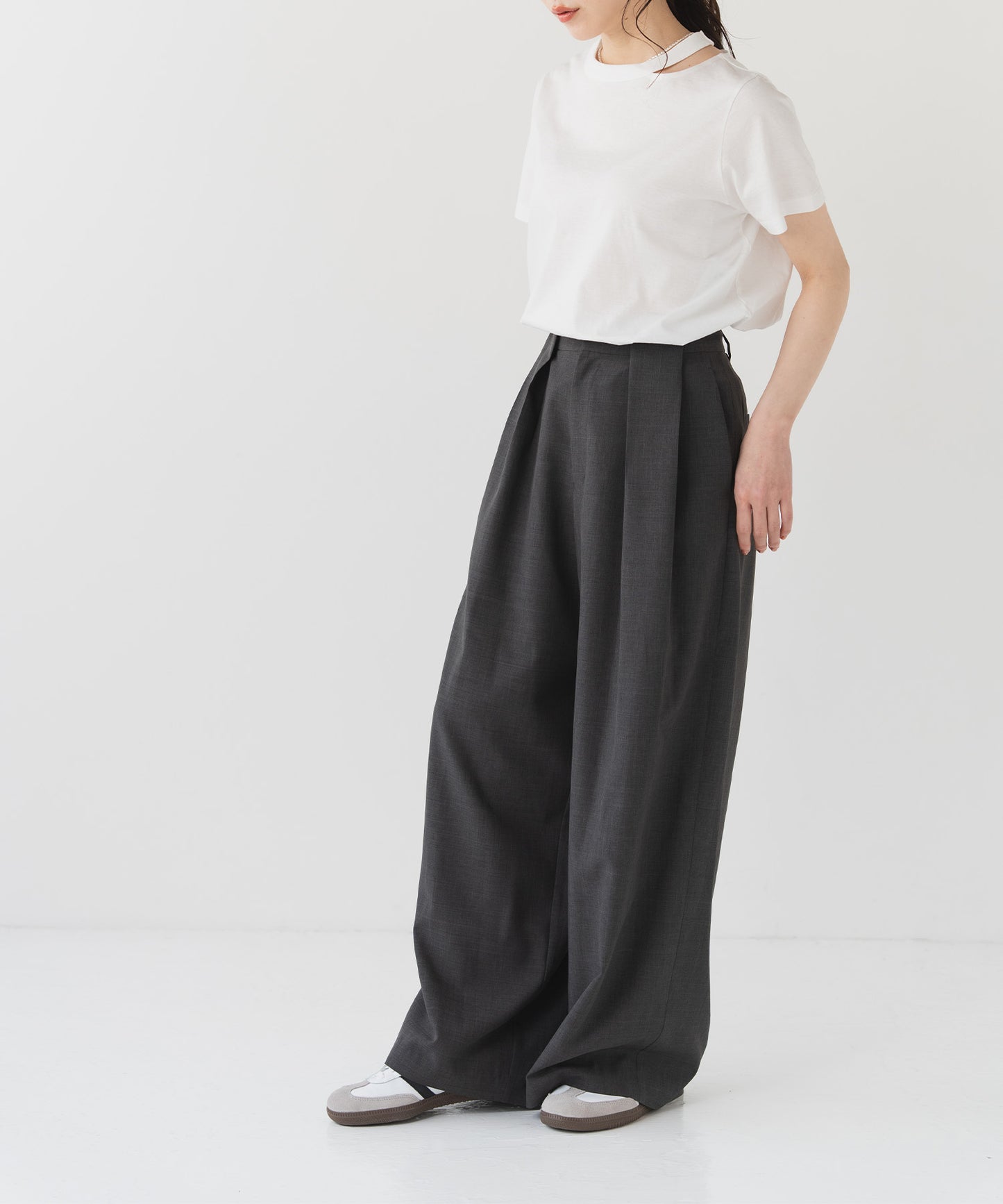 シャンブレーワイドパンツ