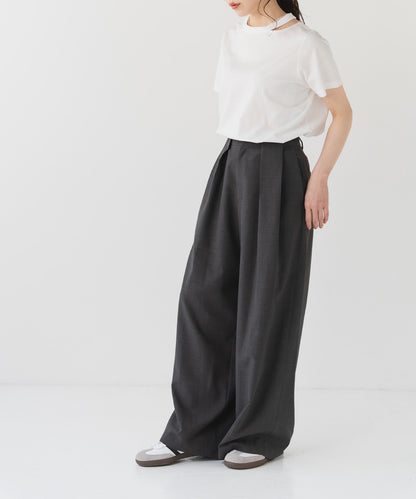 シャンブレーワイドパンツ