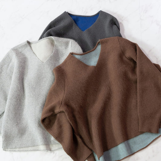 ダブルフェイスVネックニット