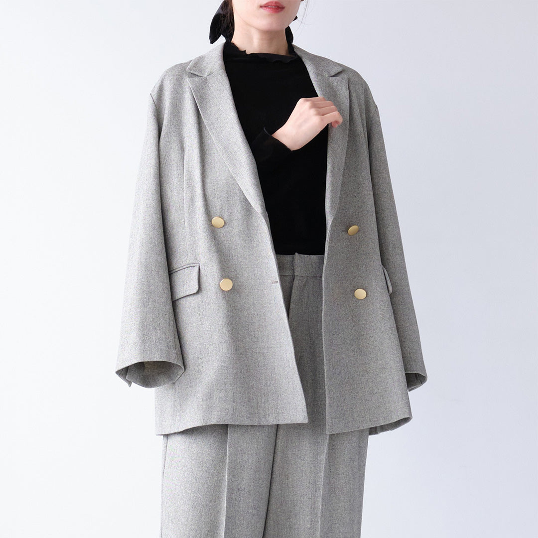 エステルストレッチダブルテーラードジャケット