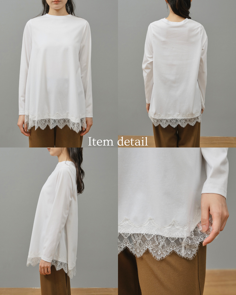 レースヘムロングTシャツ