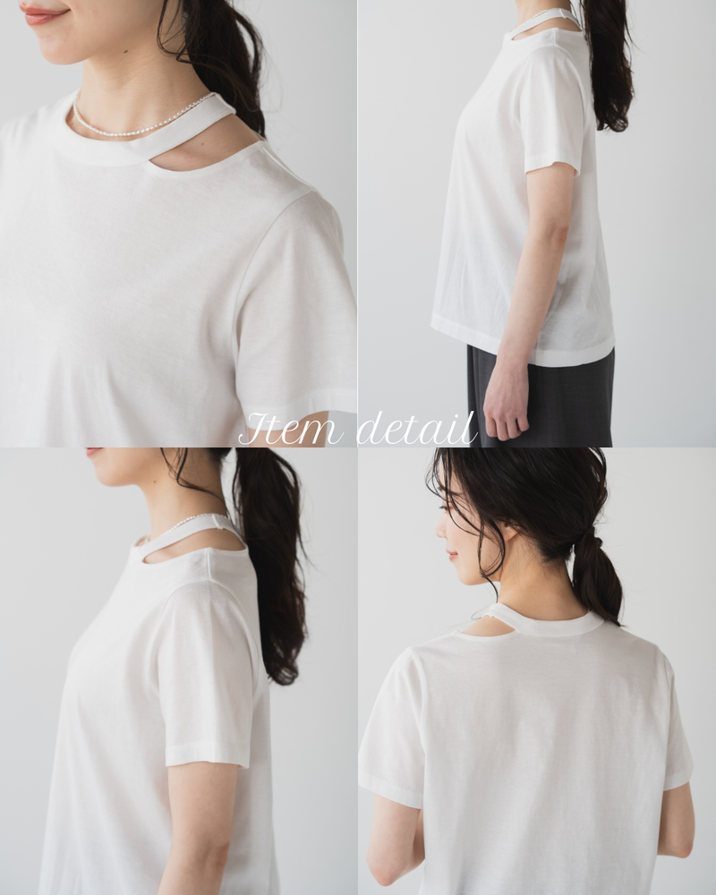 スリットネックTシャツ