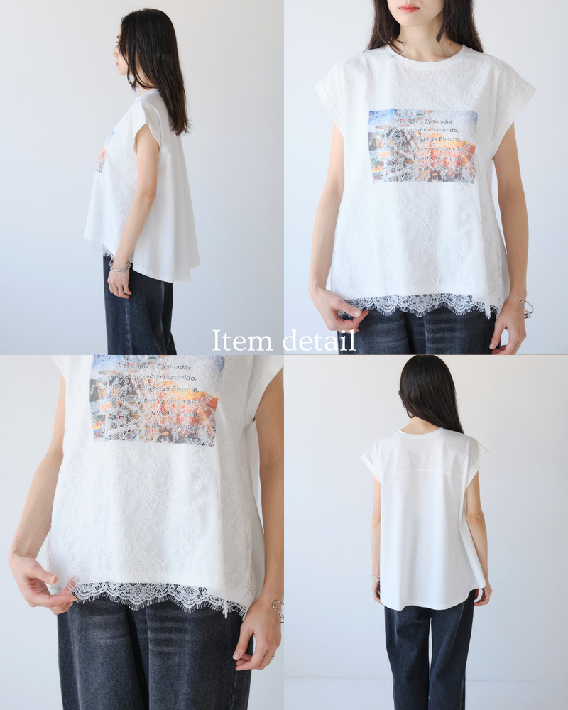 レースフォトフレンチTシャツ